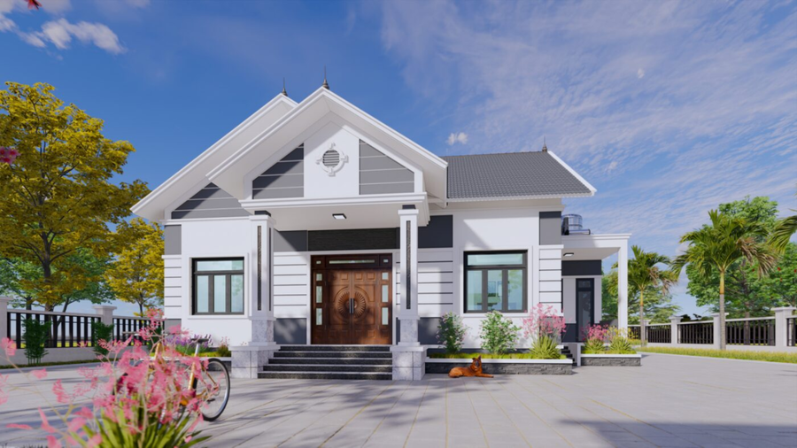 Thiết kế mặt tiền nhà cấp 4 đẹp hiện đại 7m có vẻ ngoài hài hòa và sang trọng