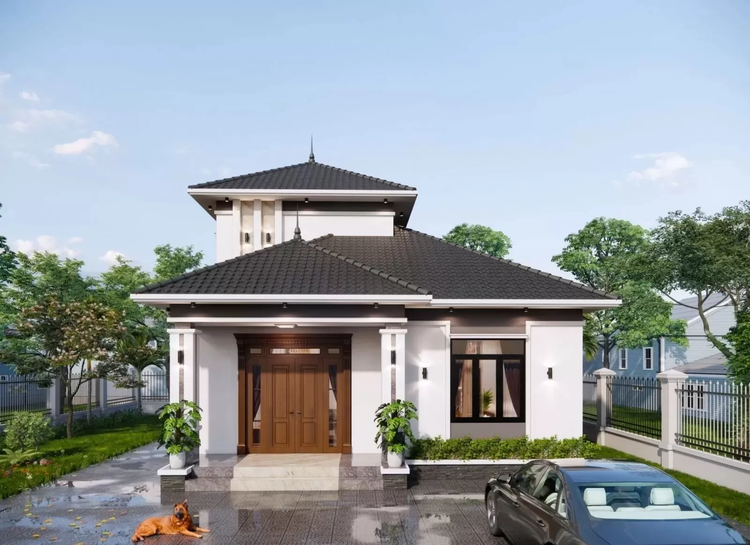 Xây nhà cấp 4 mái Nhật kết hợp gác lửng đơn giản nhưng thẩm mỹ cao