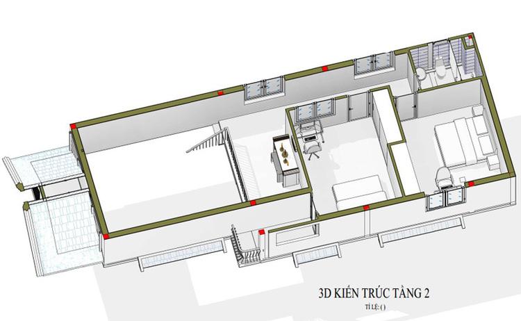 Mặt bằng tầng lửng của nhà gác lửng 3 phòng ngủ mái Thái được tận dụng hiệu quả để mở rộng không gian sinh hoạt