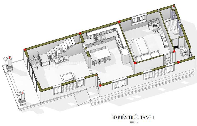 Mẫu bản vẽ nhà cấp 4 gác lửng 3 phòng ngủ đầy đủ công năng ở tầng trệt