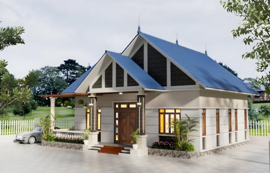 Mẫu nhà cấp 4 mái Thái 8x12m ở nông thôn dễ bố trí công năng toàn diện