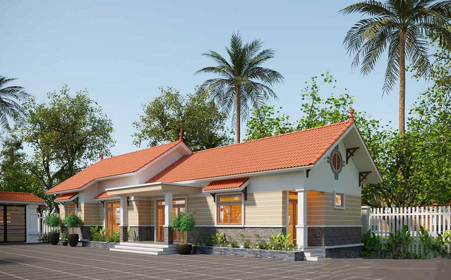 Mẫu nhà cấp 4 mái Thái 6x18m cân đối, thanh lịch