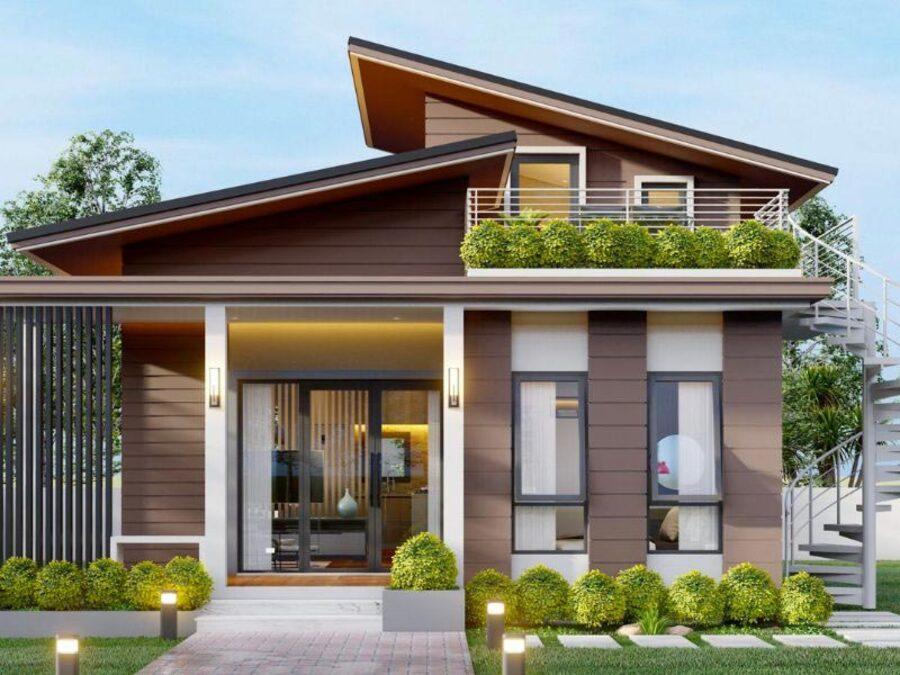 Mẫu nhà cấp 4 mái Thái mái lệch 3 phòng ngủ đẹp hiện đại