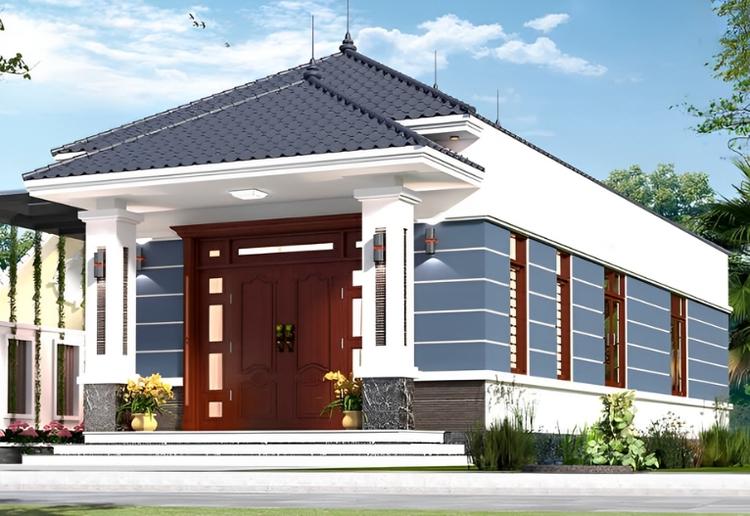 Mẫu nhà cấp 4 đẹp 5x20 mái Nhật với thiết kế hiện đại, sang trọng