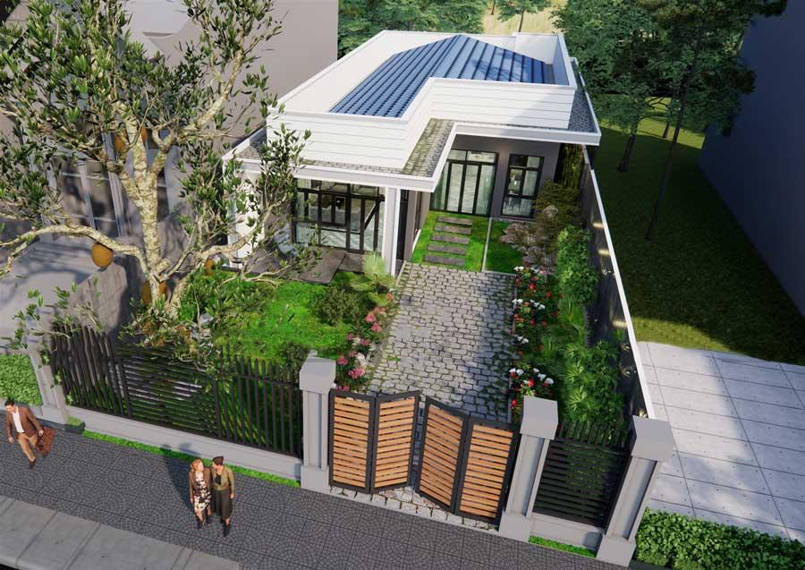 Mẫu mặt tiền nhà cấp 4 đẹp hiện đại, sáng sủa ở khu vực nông thôn (Nguồn: Internet)