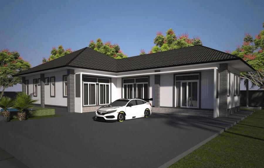 Mẫu nhà cấp 4 mái Nhật tận dụng làm chỗ đỗ xe ô tô rộng rãi (Nguồn: Internet)
