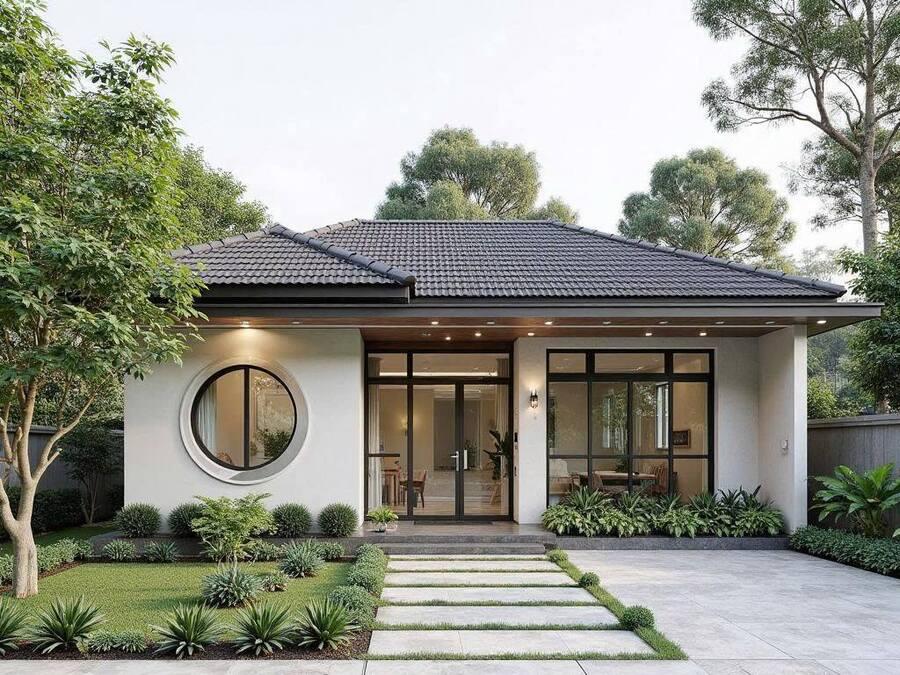 Mẫu nhà cấp 4 nông thôn chữ L đơn giản, hài hòa (Nguồn: Internet)