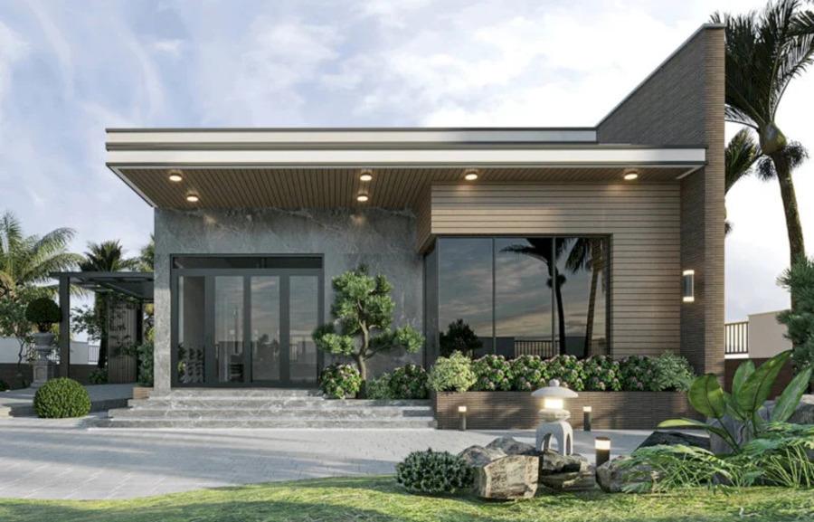 Mẫu  nhà vườn cấp 4 với phong cách hiện đại, tối giản (Nguồn: Internet)