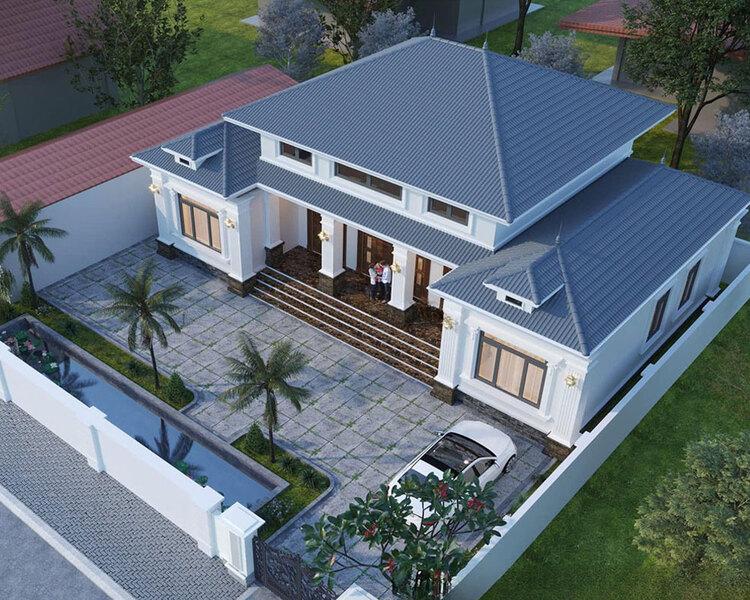 Mẫu nhà cấp 4 mái Nhật 4 phòng ngủ 500 triệu - 1 tỷ có sân vườn xanh mát, thoáng đãng