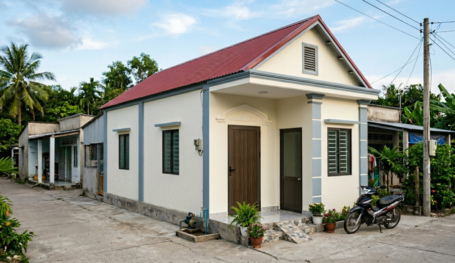 Mẫu xây nhà ống cấp 4 trọn gói giá 200 triệu đẹp, được ưa chuộng ở vùng nông thôn