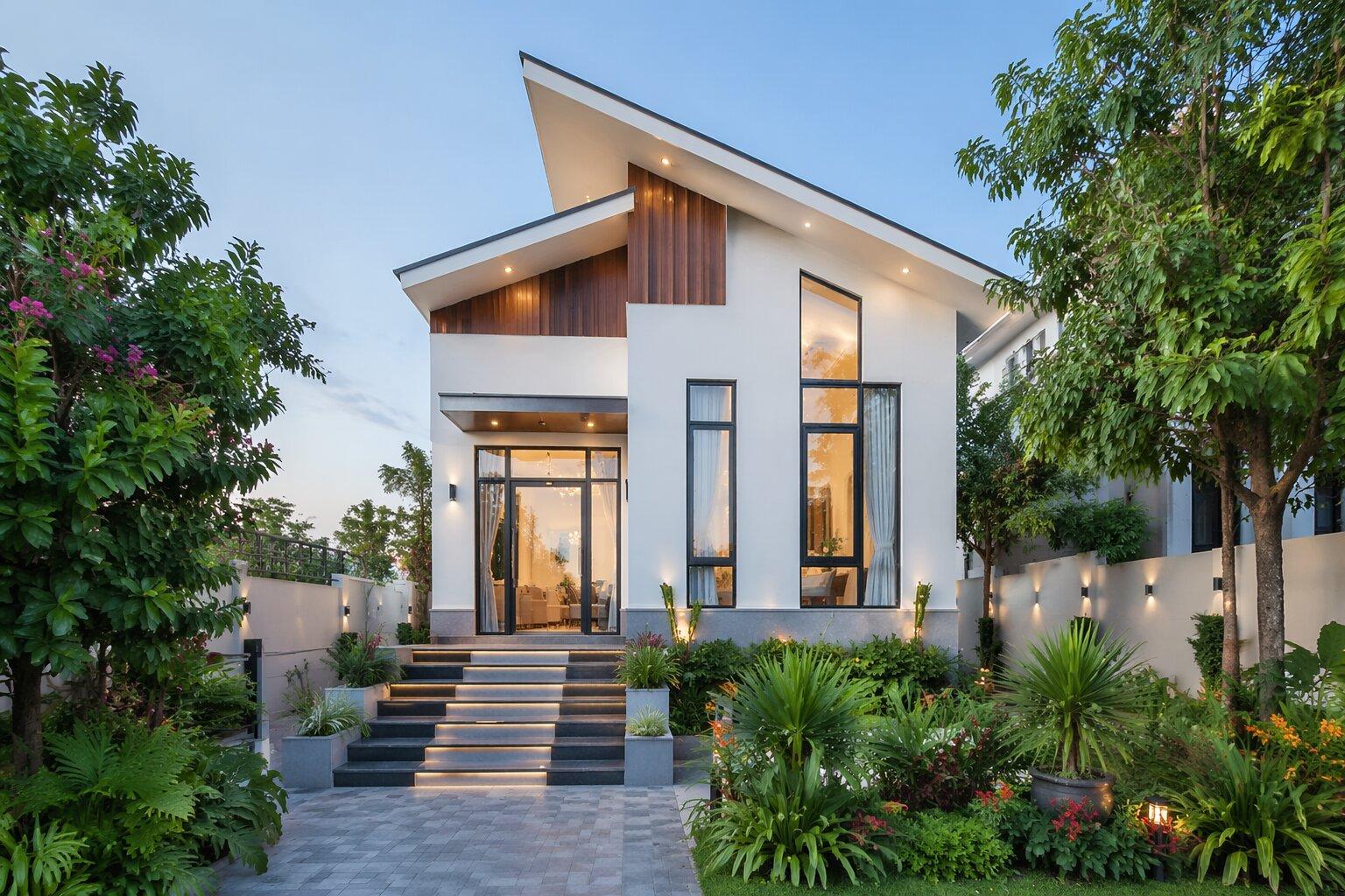 Nhà có sân trước giúp tăng độ thông thoáng và lấy sáng tự nhiên