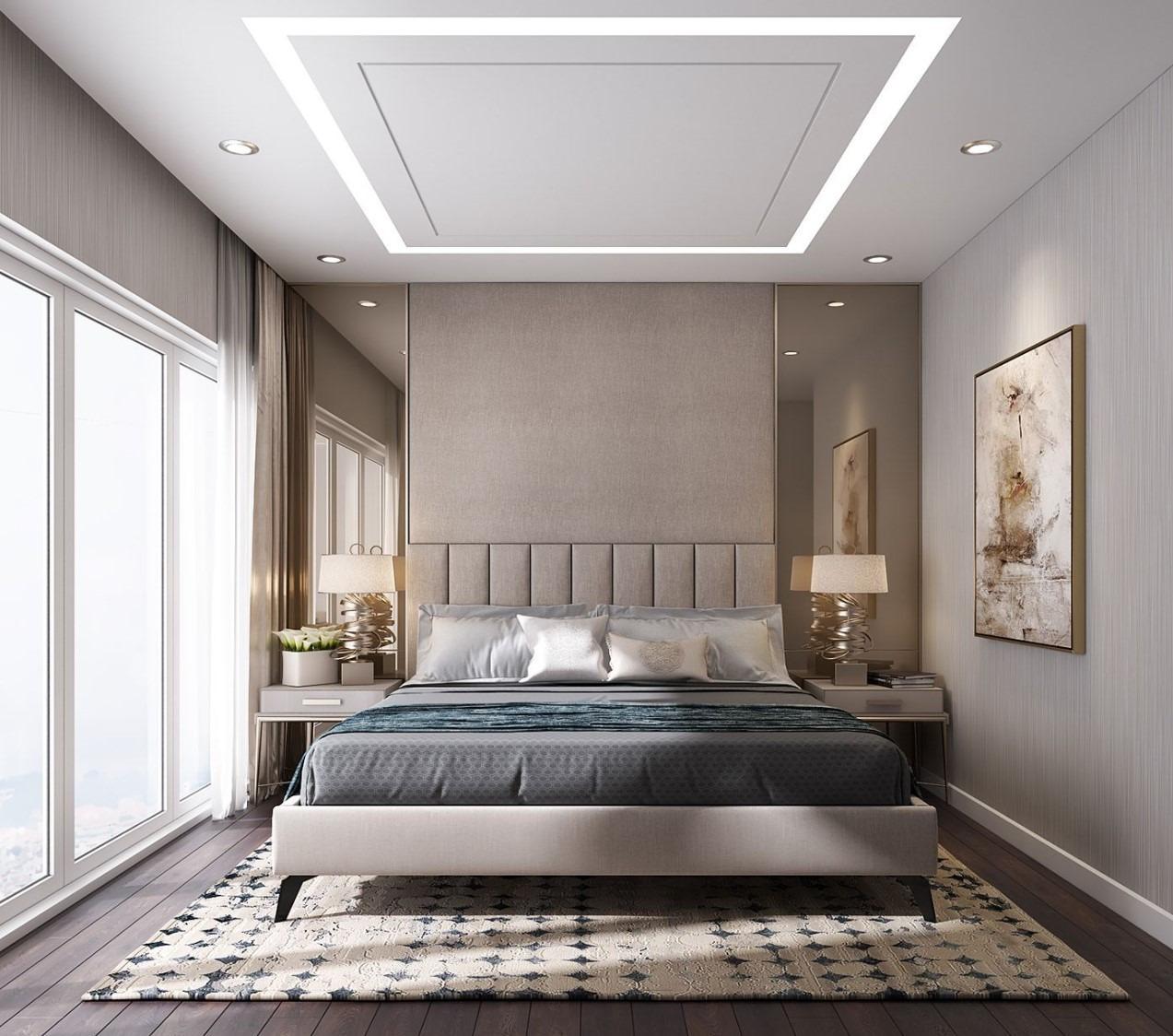 Thi công trần thạch cao kết hợp bông thủy tinh chèn giữa khoảng trống giúp hấp thụ âm thanh và giảm rung động từ tầng trên xuống (Nguồn: Internet)