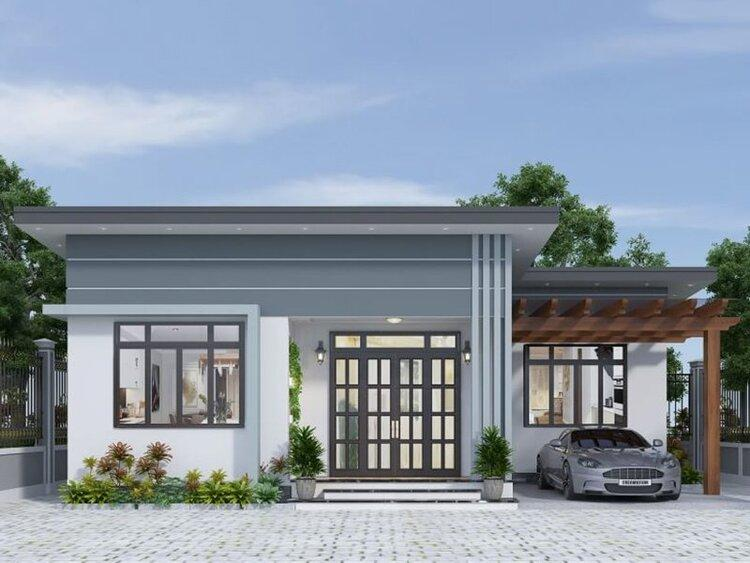 Mẫu nhà cấp 4 mái bằng hiện đại thiết kế tối giản (Nguồn: Internet)