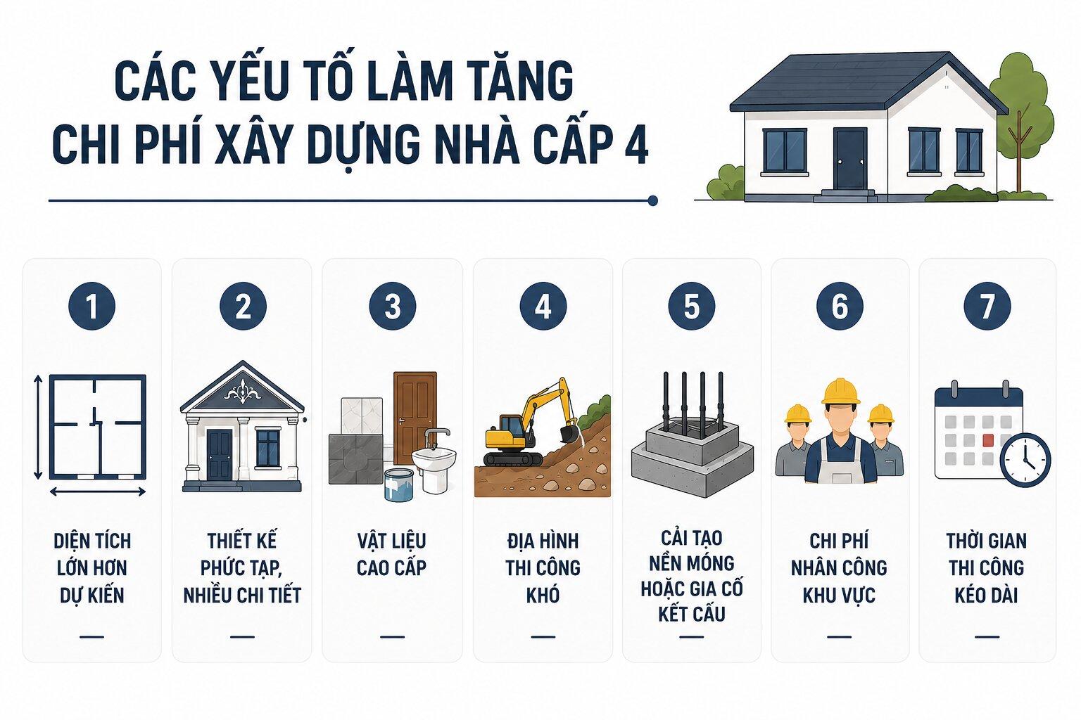 Các yếu tố có thể làm tăng chi phí xây dựng nhà cấp 4 mà gia chủ cần chú ý