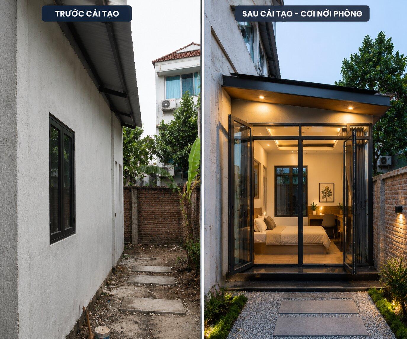 Gợi ý phương án cơi nới thêm phòng phía hông nhà khung thép