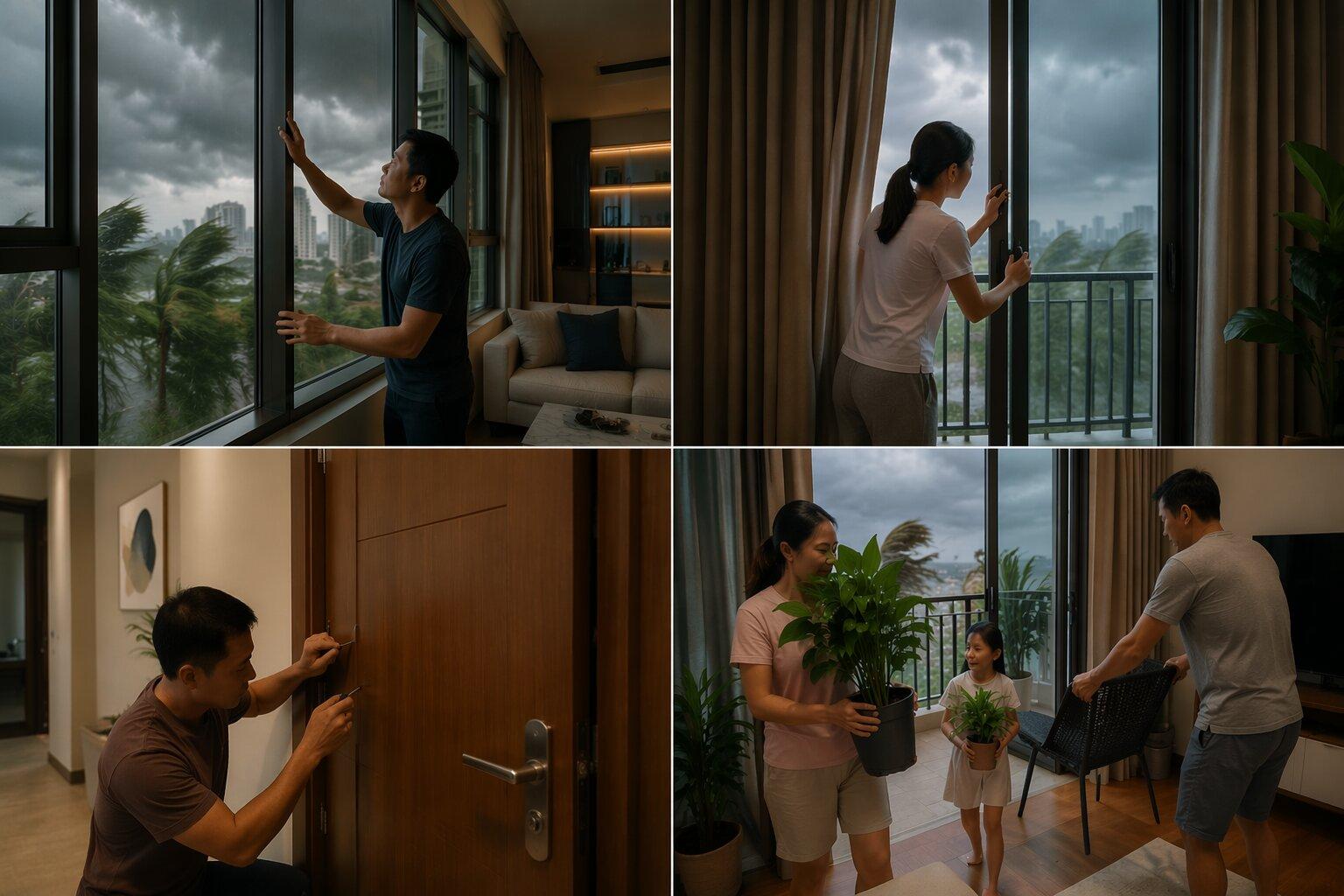 Chủ động thu dọn ban công và kiểm tra hệ thống cửa cho nhà chung cư khi có bão