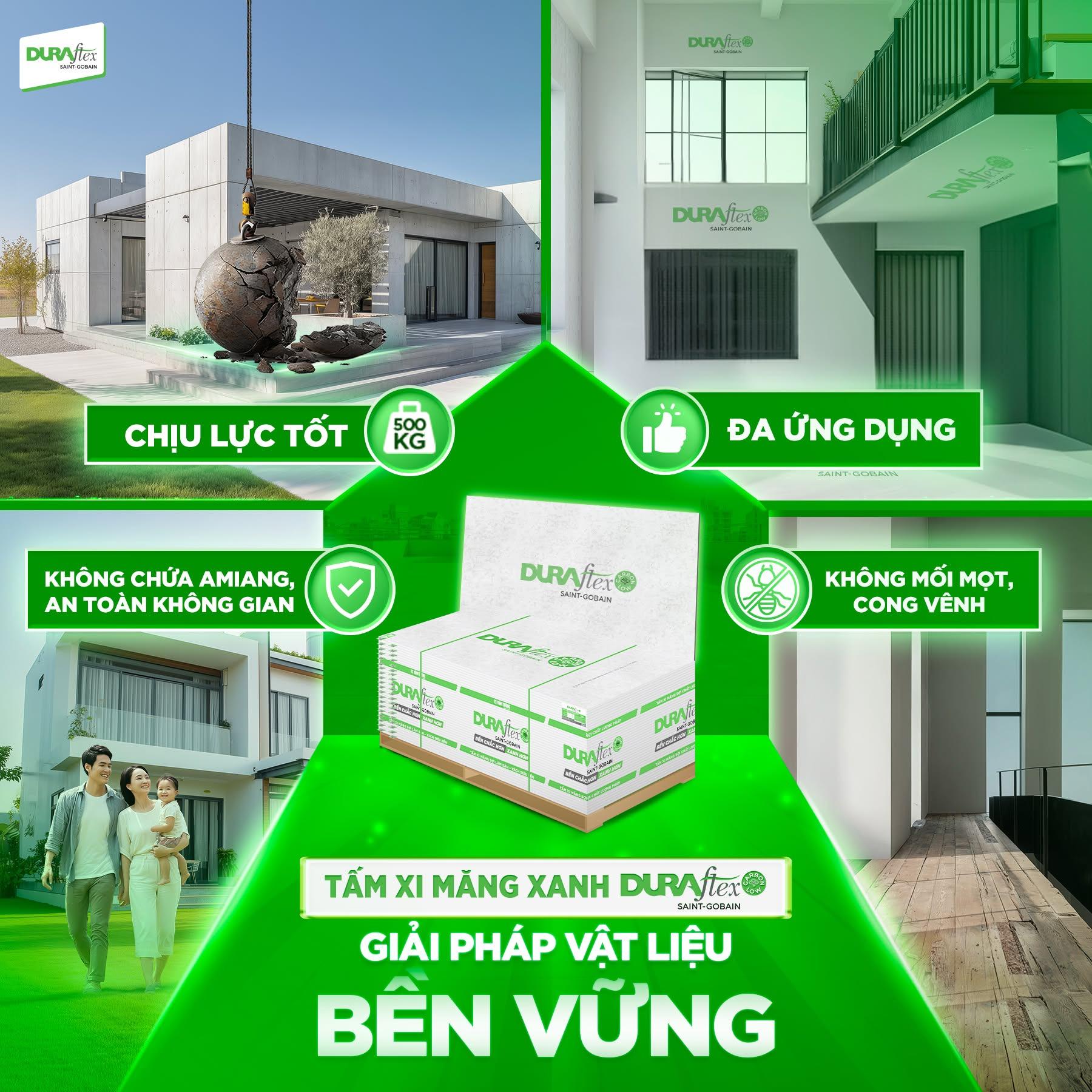Tấm xi măng DURAflex cải tạo mái nhà chống nóng, cho công trình an toàn và bền vững (Nguồn: DURAflex)