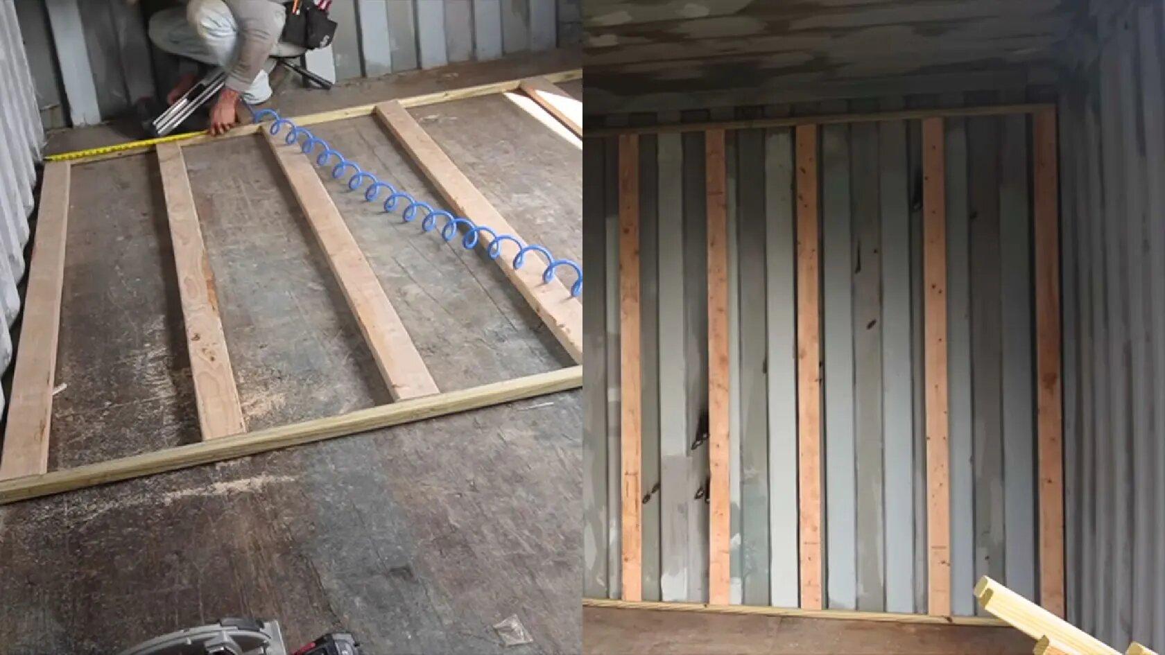 Tiến hành công đoạn thi công trần, sàn và tường cho nhà container (Nguồn: Internet)