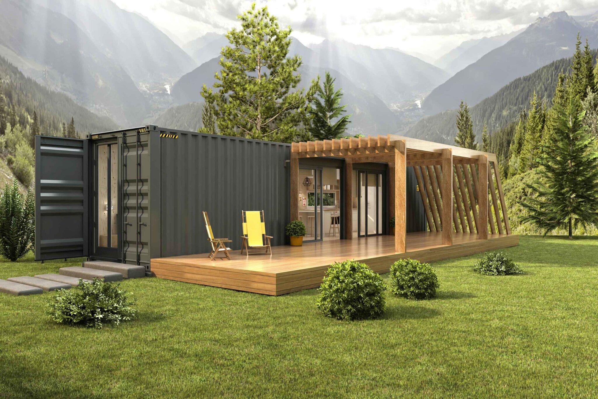 Mẫu nhà container kết hợp vật liệu gỗ tự nhiên (Nguồn: Internet)