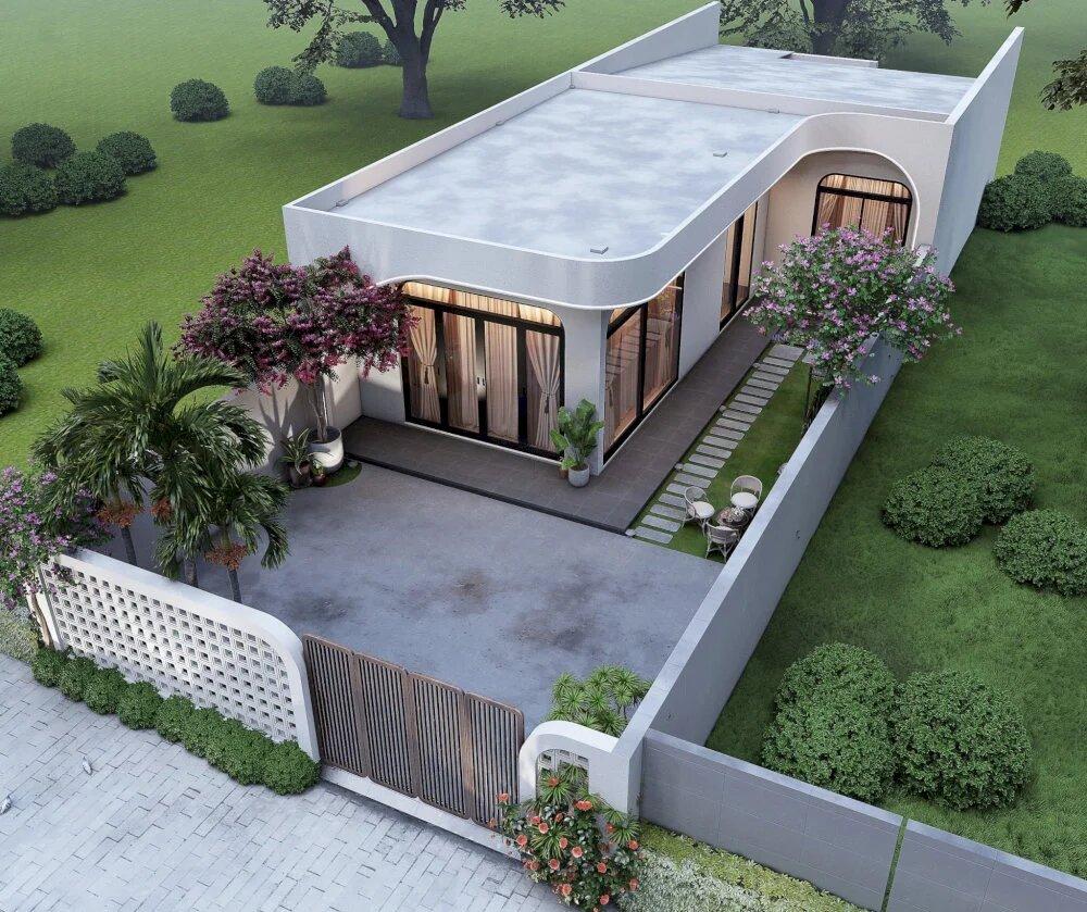 Mẫu nhà cấp 4 có sân vườn xanh mát, mang lại sự thư thái và gần gũi với thiên nhiên (Nguồn: Internet)