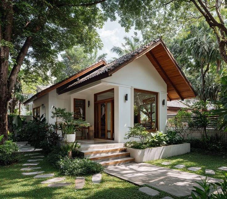Kiến trúc mái Thái có độ dốc lớn giúp thoát nước mưa nhanh (Nguồn: Internet)