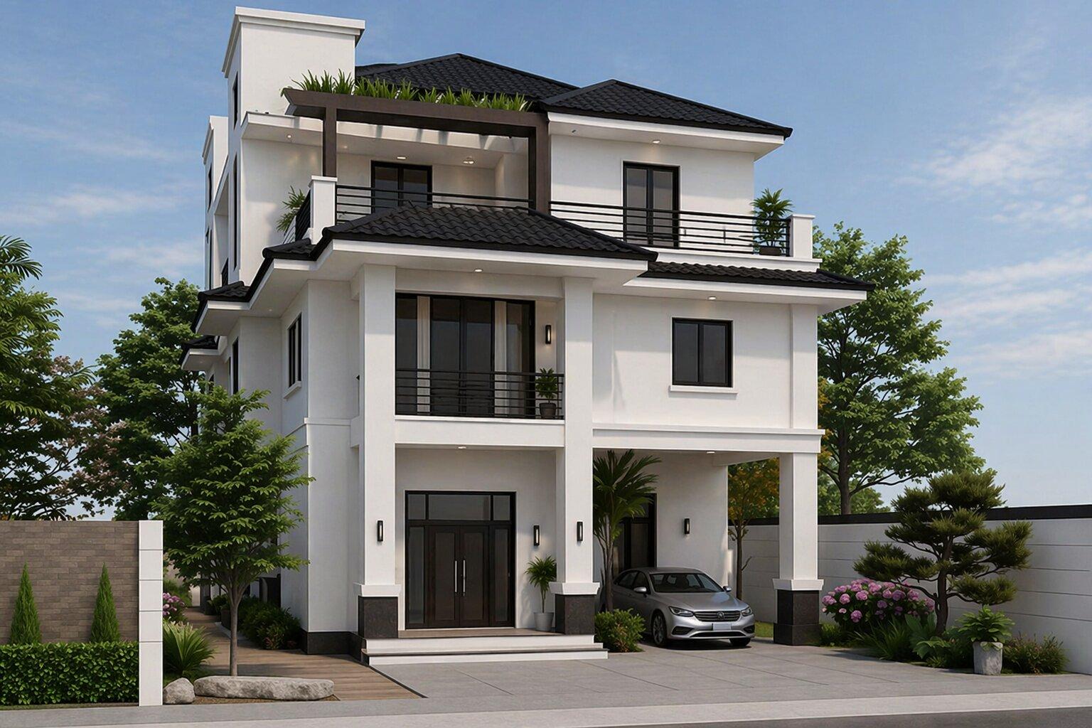 Nhà 3 tầng gác lửng mái Nhật với gu thẩm mỹ tinh tế