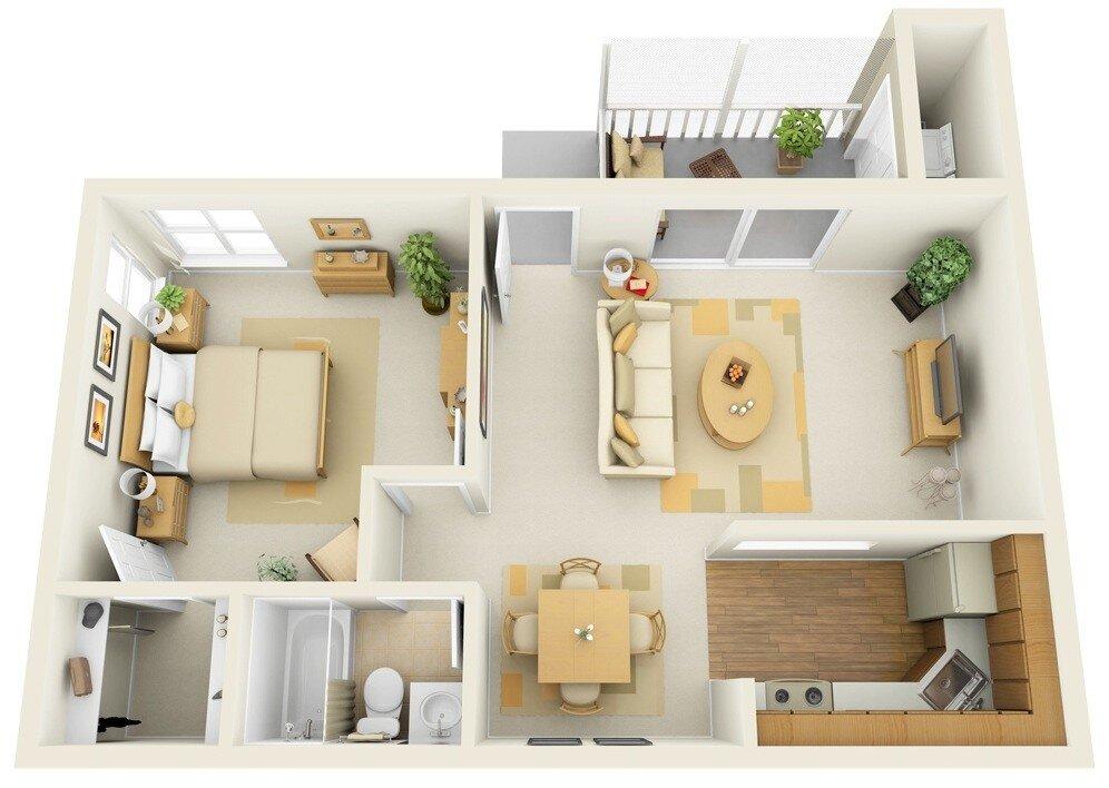 Gợi ý cách bố trí không gian cho ngôi nhà cấp 4 1 phòng ngủ (Nguồn: Internet)