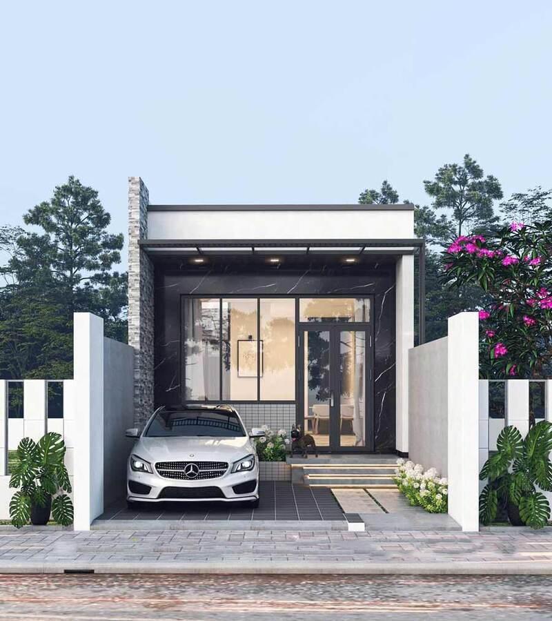 Nhà cấp 4 2 phòng ngủ 70m2 mái bằng đẹp, gọn gàng, tiết kiệm chi phí xây dựng (Nguồn: Internet)