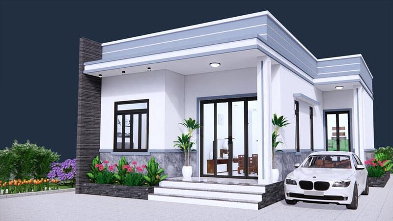 Nhà cấp 4 2 phòng ngủ mái bằng đẹp tinh tế, hợp xu hướng 2026 (Nguồn: Internet)