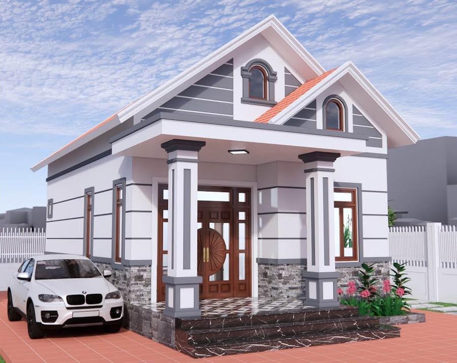 Nhà cấp 4 70m2 2 phòng ngủ mái Thái sang trọng kết hợp sân trước (Nguồn: Internet)