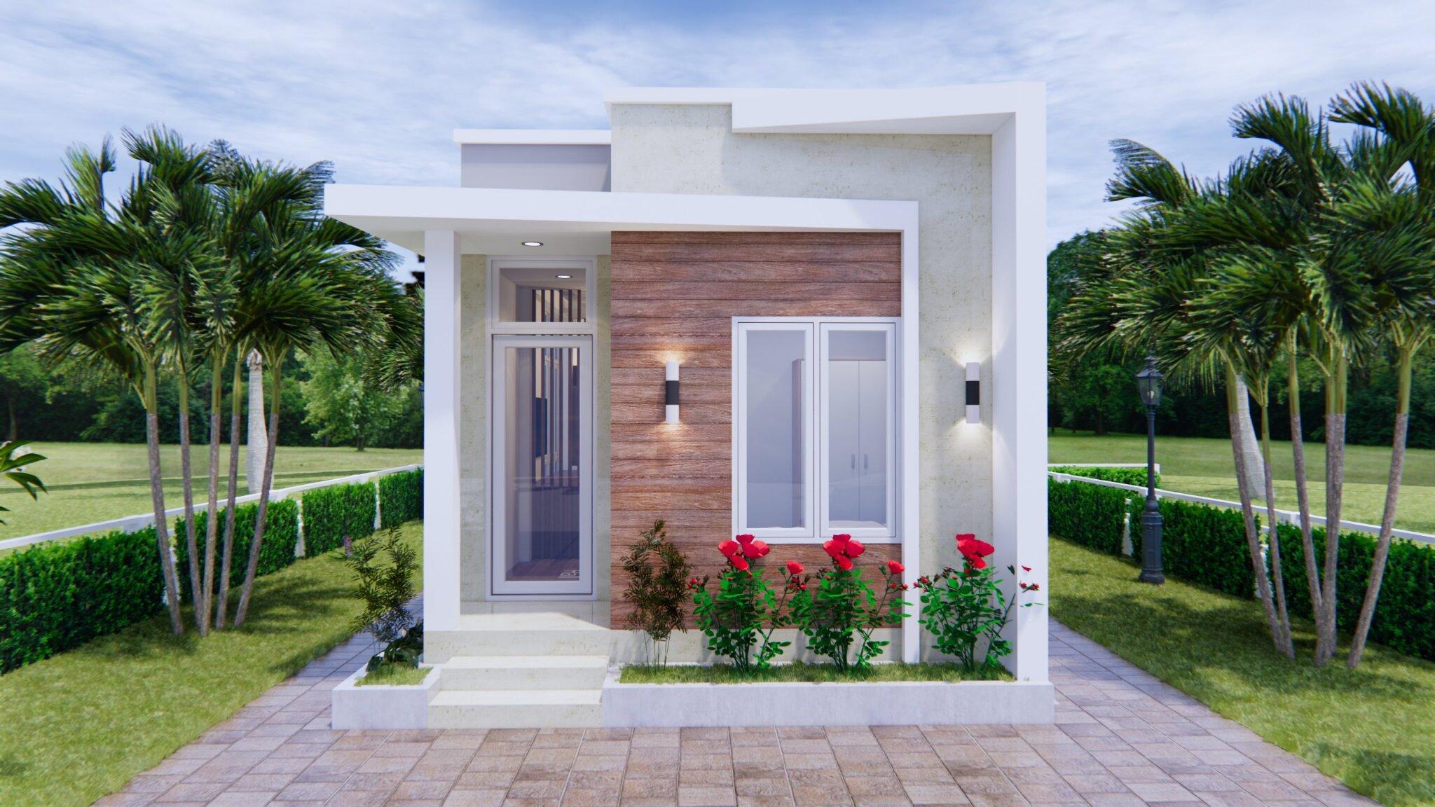 Mặt tiền nhà cấp 4 gác lửng mái bằng mang phong cách hiện đại, tối giản (Nguồn: Internet)