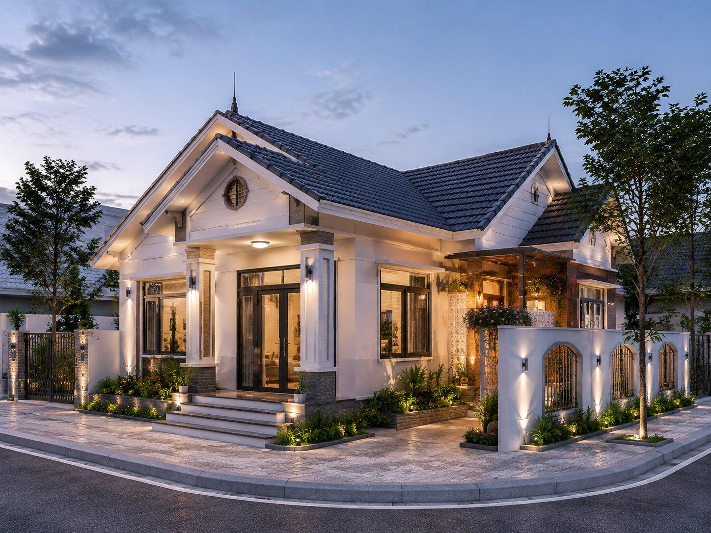 Nhà cấp 4 mái Thái hai mặt tiền, thiết kế sang trọng và cực kỳ thông thoáng