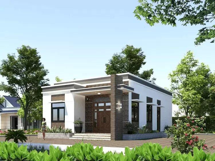 Mẫu nhà cấp 4 mái Thái 2 phòng ngủ trên 300 triệu ở nông thôn đơn giản, thiết kế thanh thoát (Nguồn: Internet)