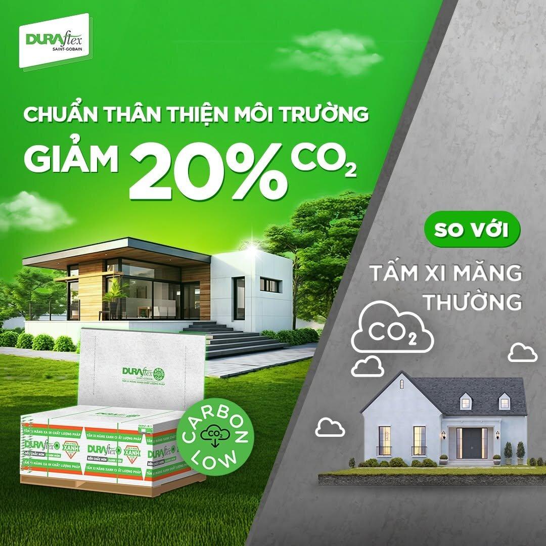 Tấm xi măng DURAflex chuẩn thân thiện môi trường, giảm 20% CO₂ hơn tấm xi măng thường