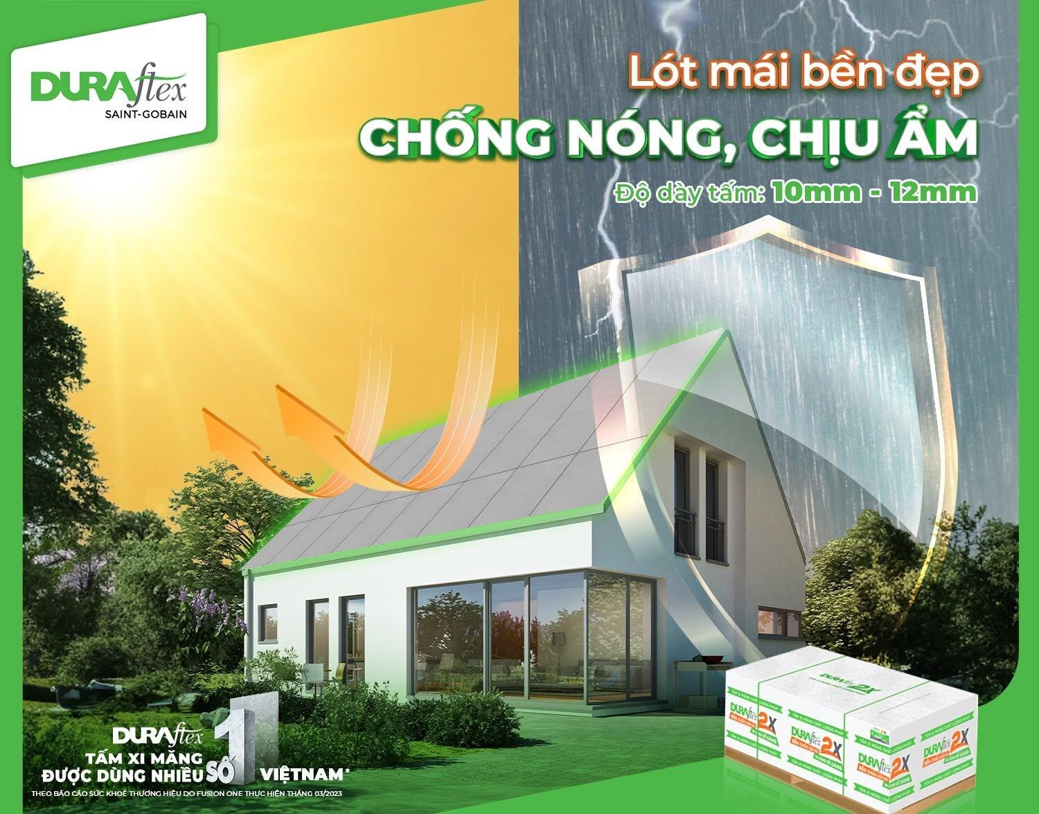 Tấm xi măng lót mái DURAflex tích hợp khả năng chịu ẩm và chống cháy lan xuất sắc, bảo vệ an toàn toàn diện cho ngôi nhà