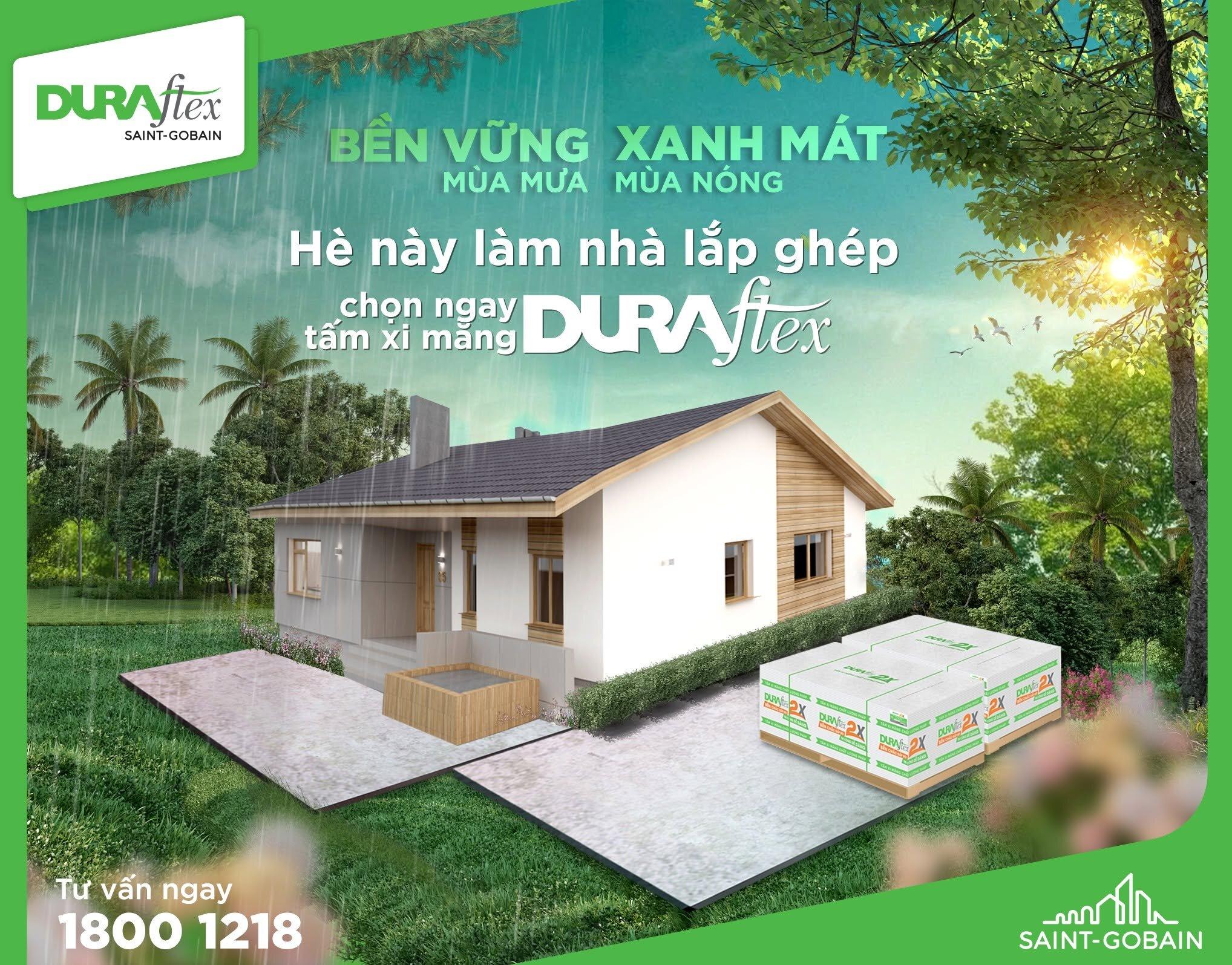 Tấm xi măng sợi DURAflex Low Carbon có ưu điểm chống nóng, cách âm và dễ dàng thi công, đặc biệt tính năng chịu lực siêu bền mang đến khả năng chịu va đập mạnh.