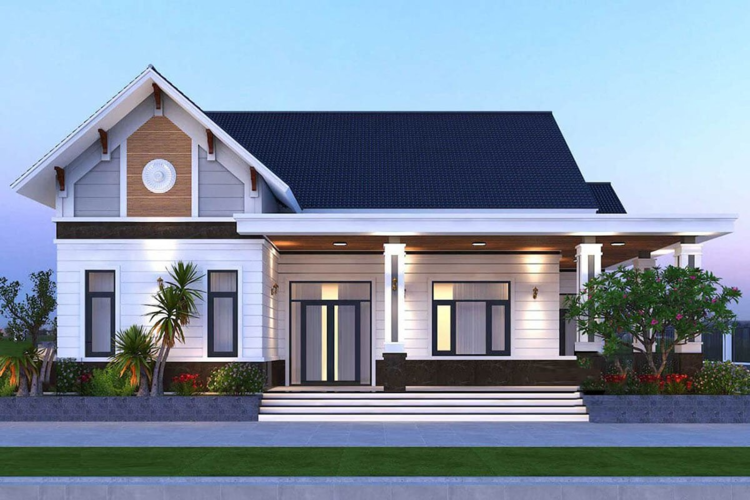 Mẫu thiết kế nhà cấp 4 60m2 2 phòng ngủ phong cách hiện đại, tối giản (Nguồn: Internet)