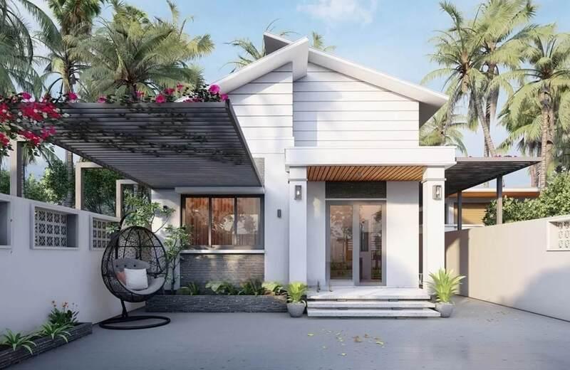 Mẫu thiết kế nhà cấp 4 2 phòng ngủ 60m2 có đẹp, đơn giản, chi phí thấp (Nguồn: Internet)