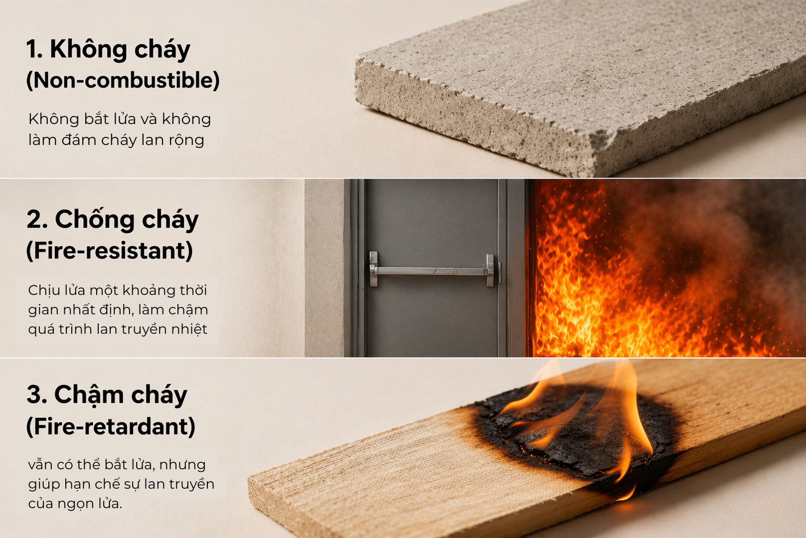 Những cấp độ chống cháy của vật liệu
