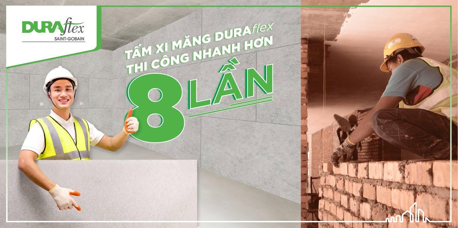 Tấm xi măng DURAflex Low Carbon giúp thi công nhanh hơn gấp 8 lần so với các giải pháp truyền thống.