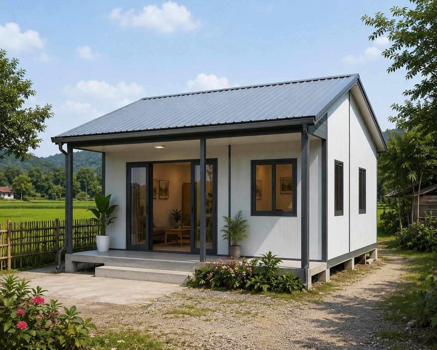 Nhà cấp 4 khung thép tiền chế khoảng 20m2 có thể xây được với 70 triệu