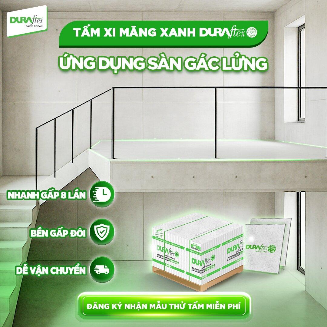 Làm sàn gác lửng từ tấm xi măng xanh Duraflex