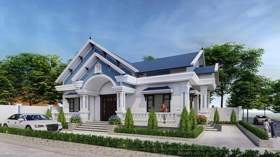 Mẫu nhà mái Thái xanh mang vẻ đẹp vô cùng thanh thoát, nhẹ nhàng