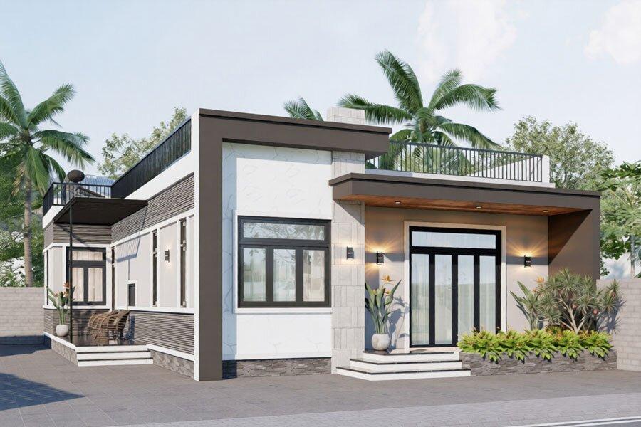 Thiết kế mái bằng mang vẻ đẹp vuông vức, kiên cố cùng sân thượng vô cùng thông thoáng (Nguồn: Internet)