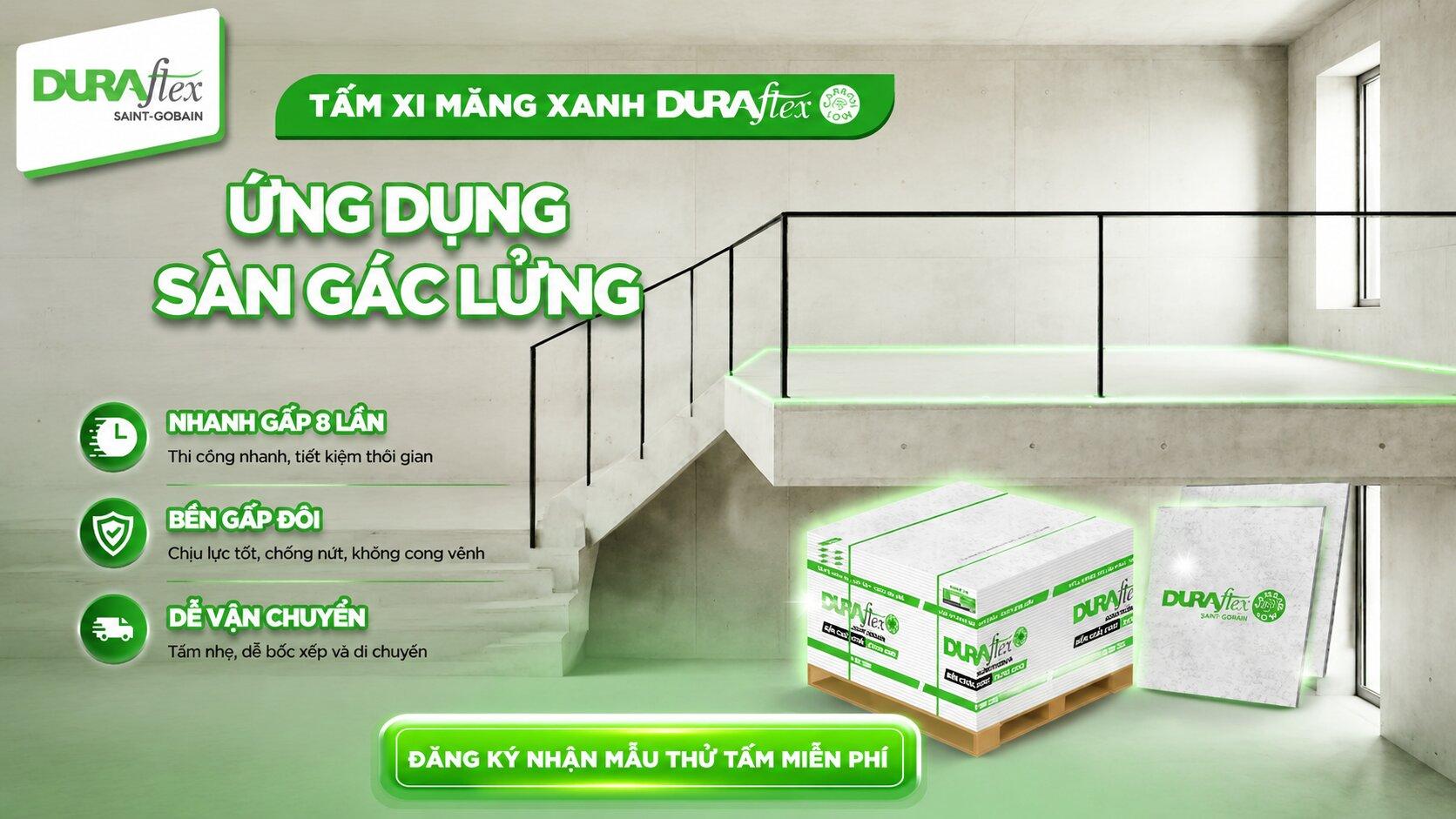 Làm sàn gác lửng từ tấm xi măng xanh Duraflex