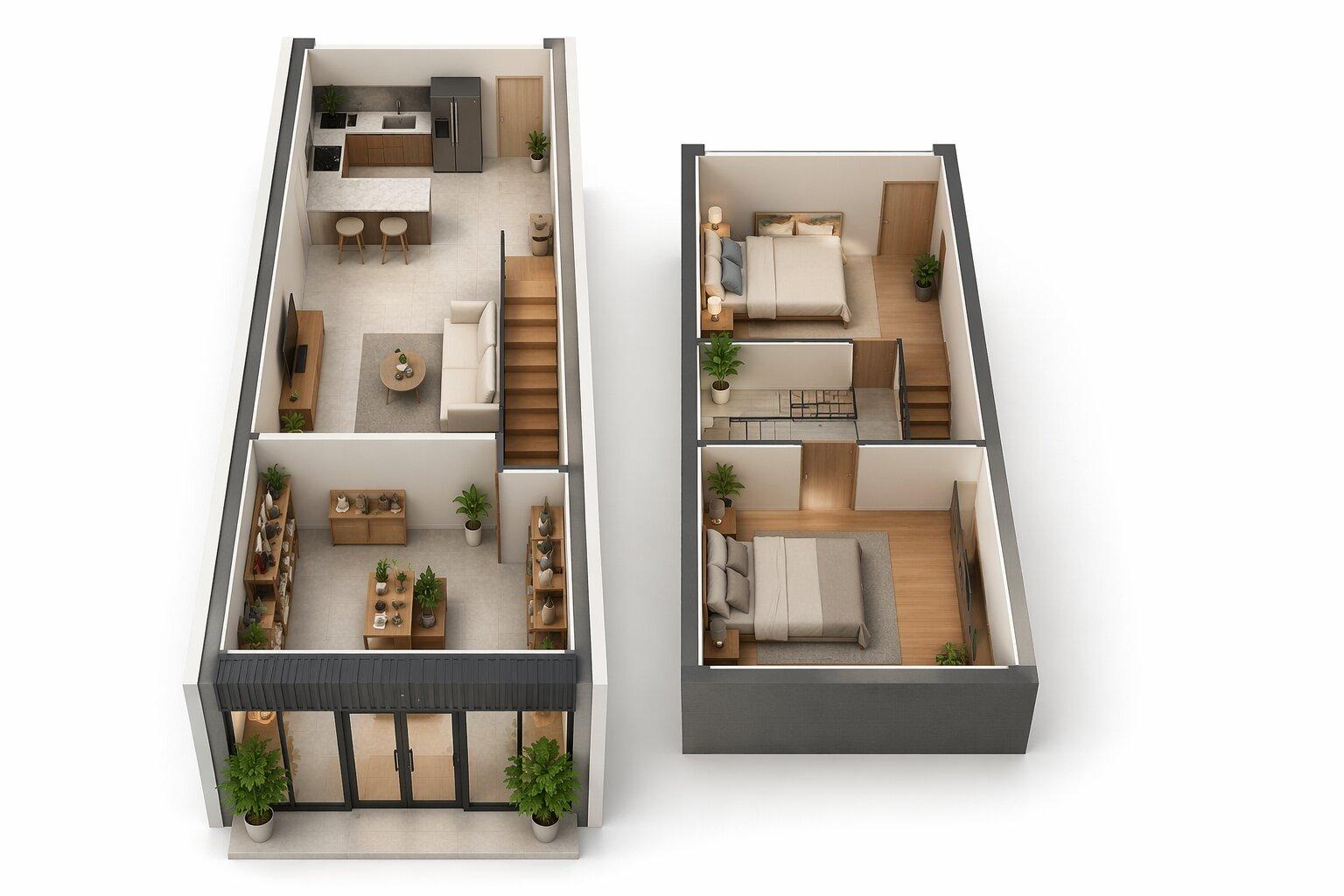 Nhà ống kết hợp kinh doanh với gác lửng tiện nghi