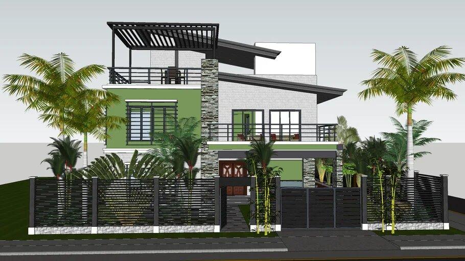 Mặt tiền nhà phố sử dụng ban công rộng và cây xanh (Nguồn: Internet)