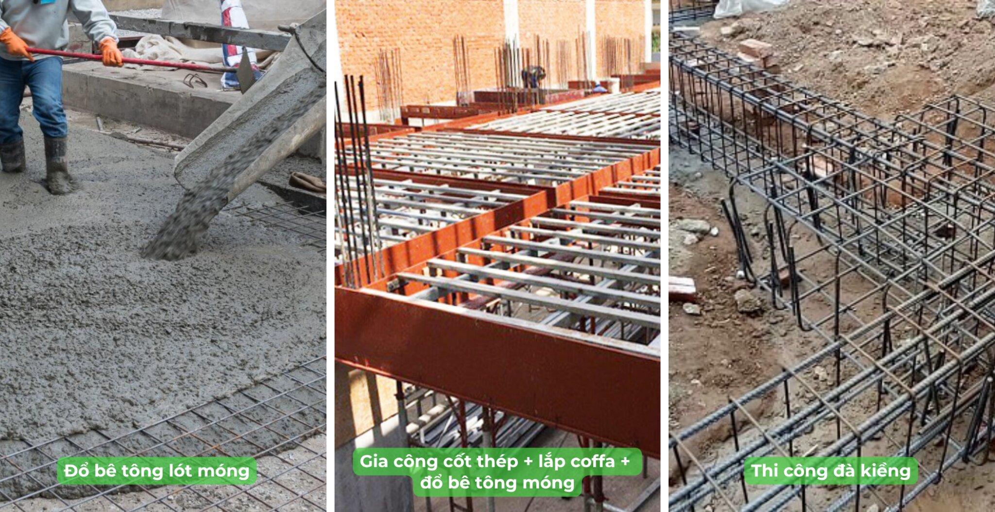 Gia công cốt thép và đổ bê tông móng cho công trình nhà ở dân dụng
