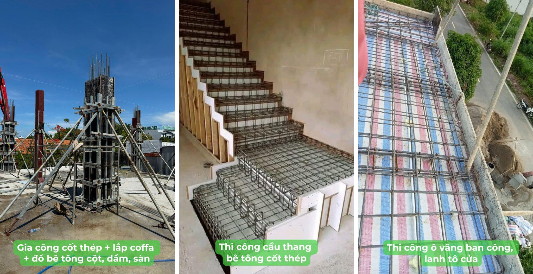 Công đoạn lắp dựng cốt thép cho khung xương chính theo bản vẽ