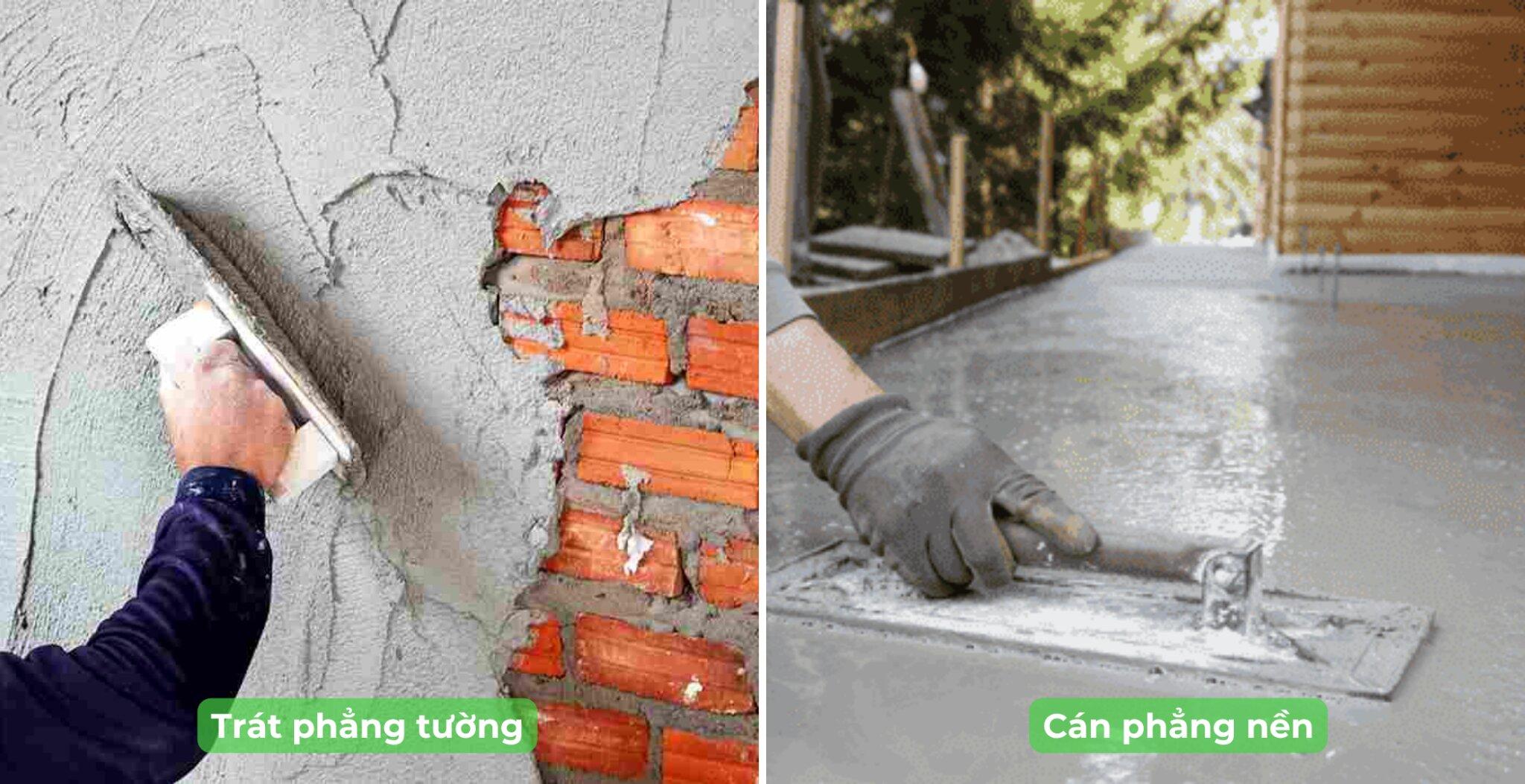 Tiến hành trát tường tạo bề mặt phẳng trước khi sơn hoàn thiện